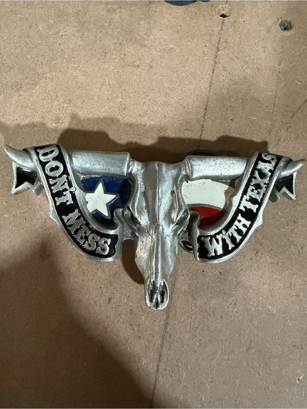 Texas Longhorns Skull & Flag Belt Buckle Large Western Vintage 1990s GAP